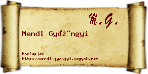 Mendl Gyöngyi névjegykártya